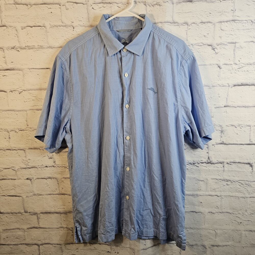 Tommy Bahama Big Sky Button Down Casual Shirt Blue 100% Cotton Men's Sz XL EUC